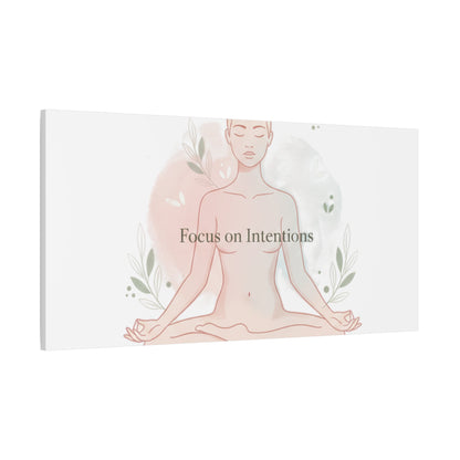 Focus on Intentions Canvas | Gentle Wellness Wall Art, Pastel Gradient Meditation Print