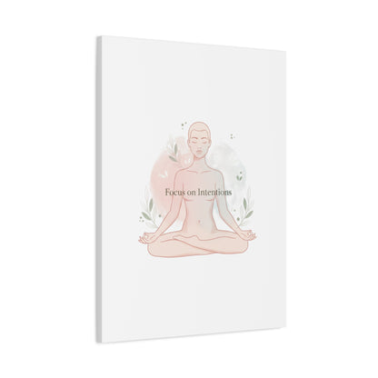 Focus on Intentions Canvas | Gentle Wellness Wall Art, Pastel Gradient Meditation Print