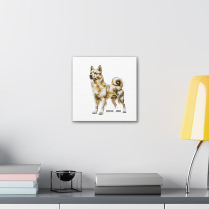 Korean Jindo Dog Illustration Canvas Wall Art | Eco - Limited