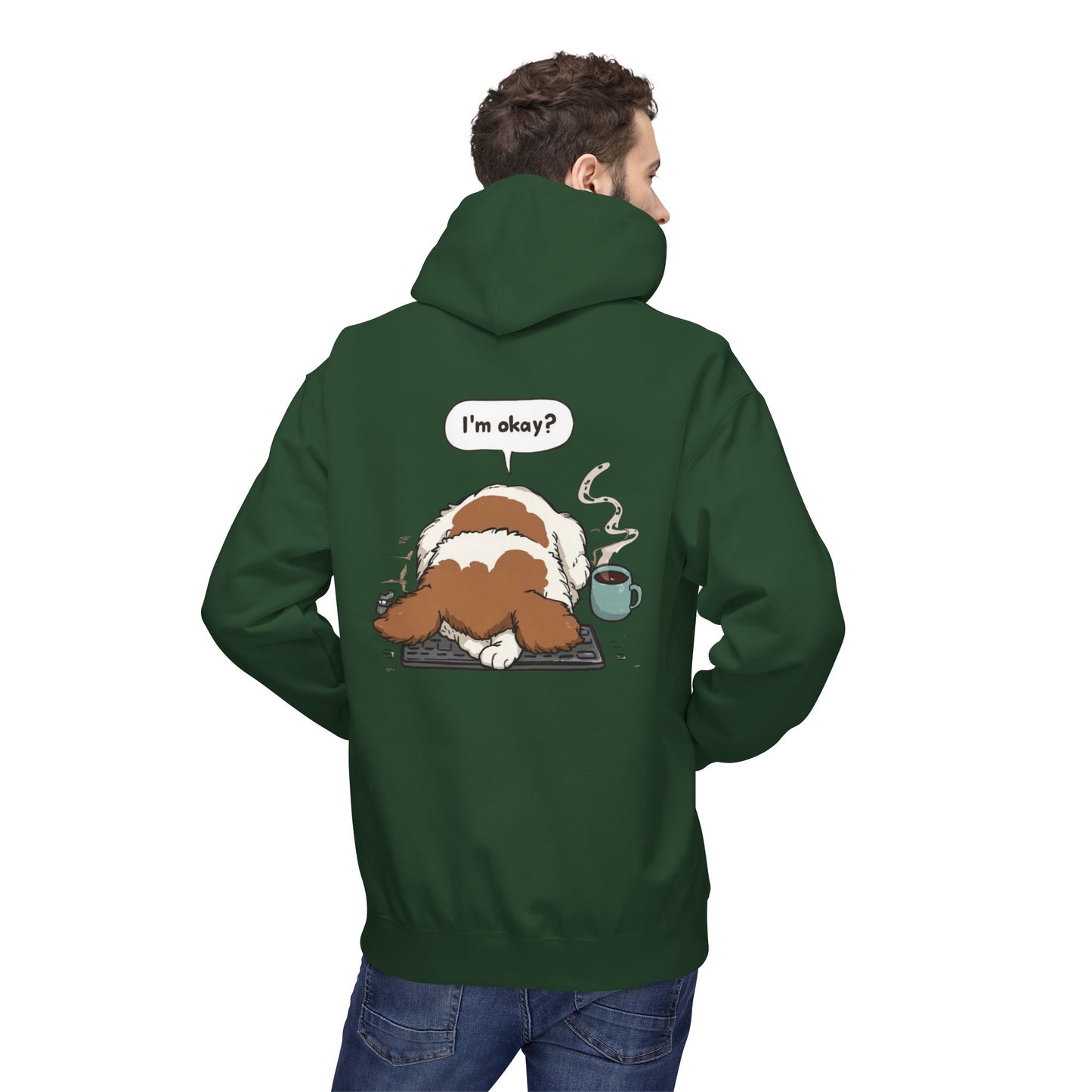 I’m Okay? Dog Coffee Moment Hoodie | Eco-Limited