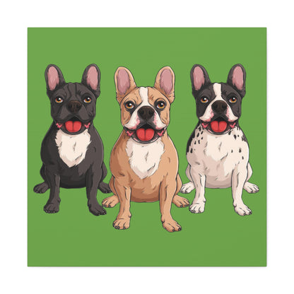 French Bulldog Trio Canvas Wall Art|Eco-Friendly - Limited