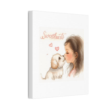 Sweethearts – Child &amp; Puppy Love Canvas | Eco-Limited
