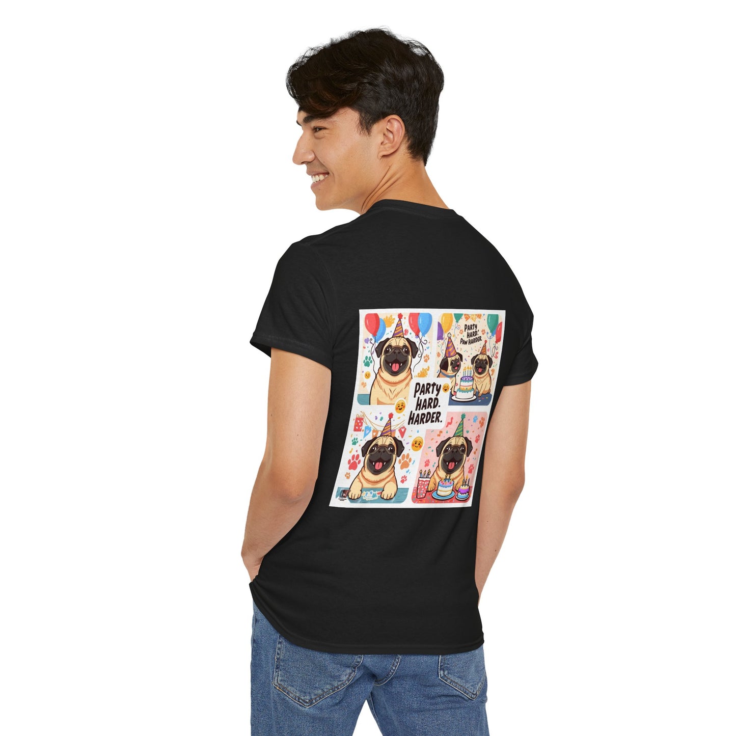 Pug Birthday Party Hard T-Shirt | Eco-Limited