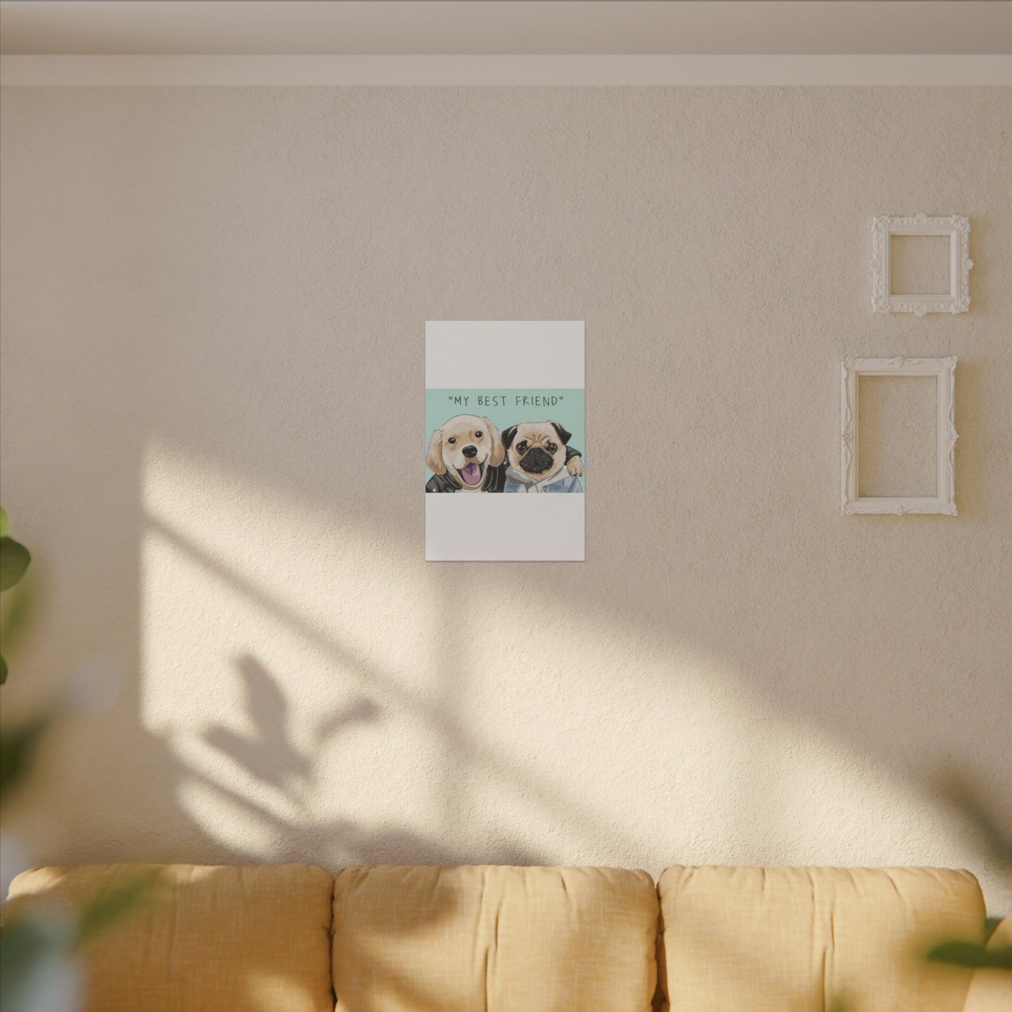 Cute Pug & Puppy Matte Stretched Print