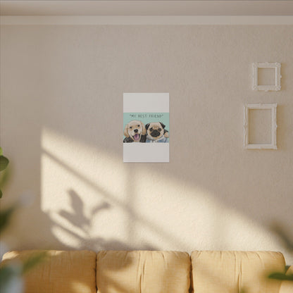 Cute Pug & Puppy Matte Stretched Print