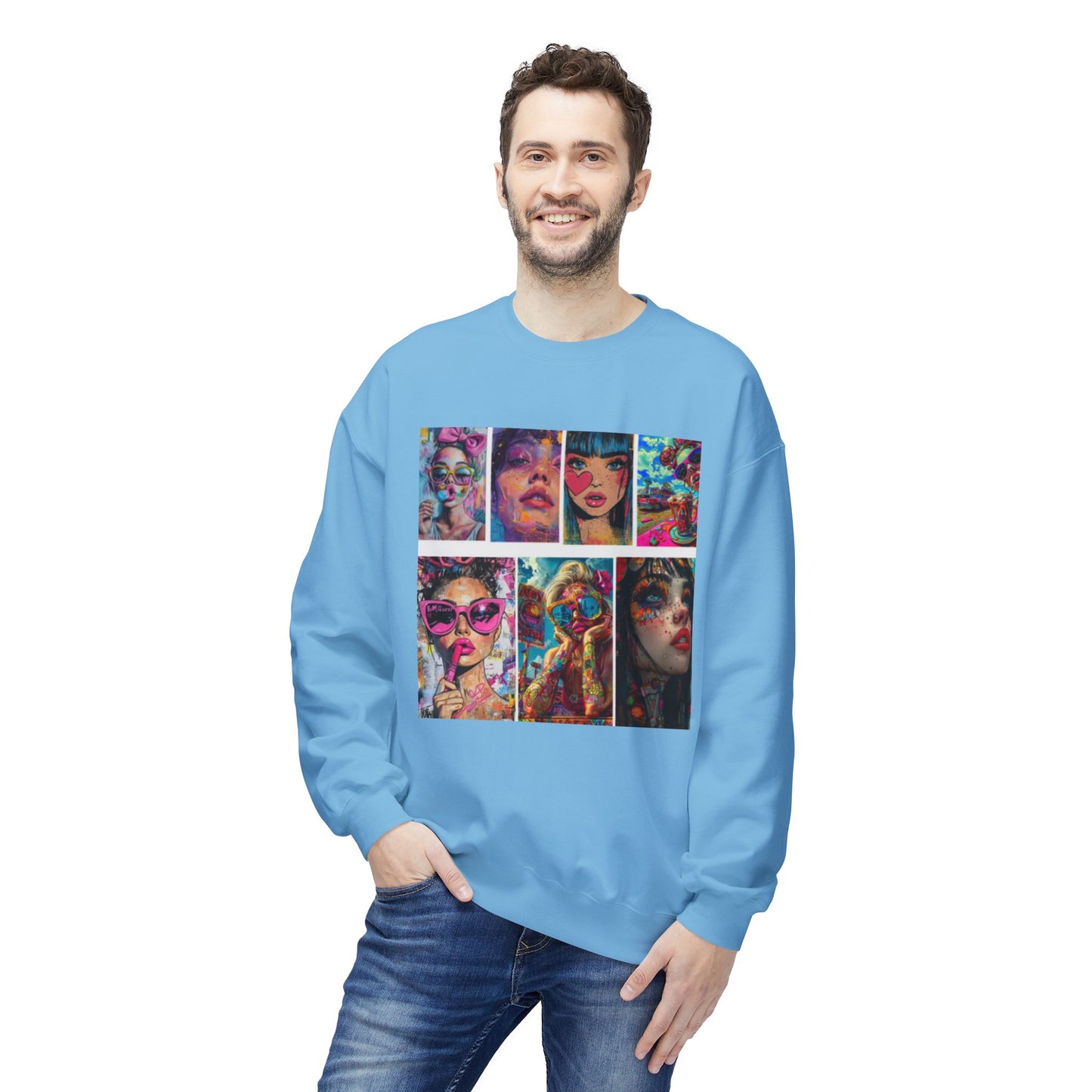 Pop Art Portrait Collage Graphic Sweatshirt