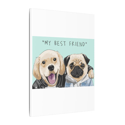 Cute Pug & Puppy Matte Stretched Print