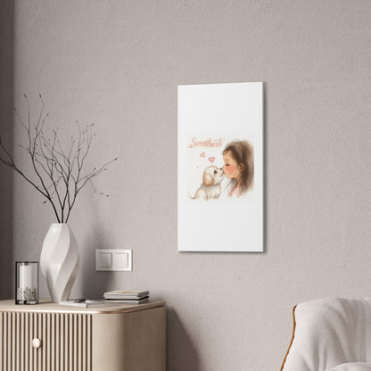 Sweethearts – Child &amp; Puppy Love Canvas | Eco-Limited