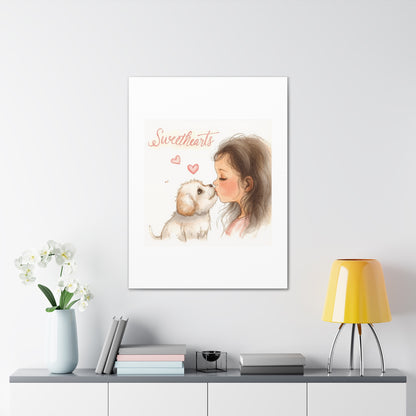 Sweethearts – Child &amp; Puppy Love Canvas | Eco-Limited