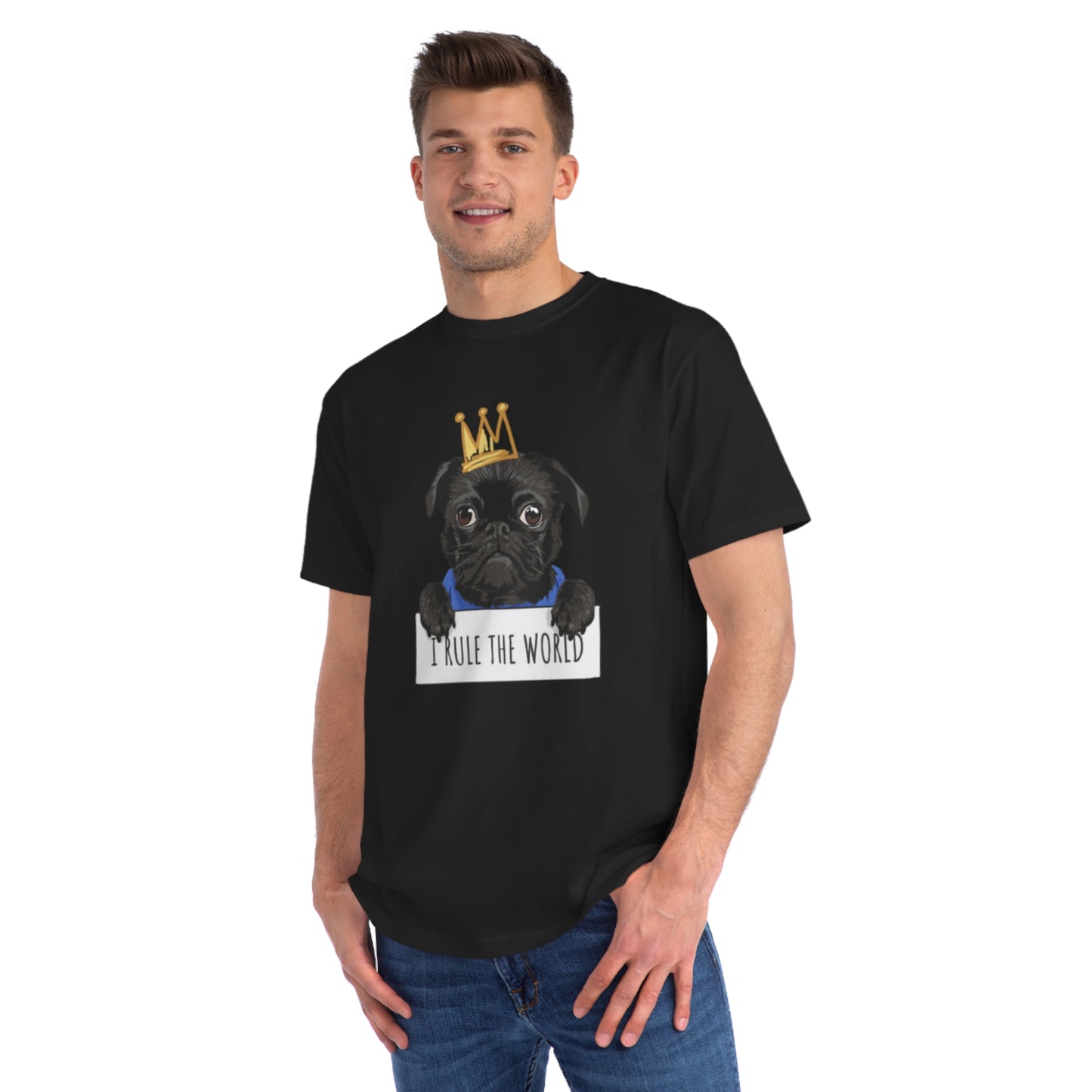 “I Rule the World” Crowned Dog Graphic Tee|Eco-Friendly