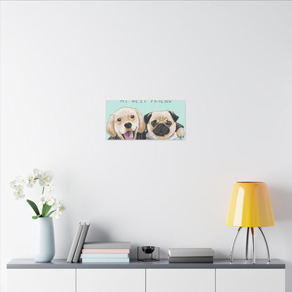 Cute Pug & Puppy Matte Stretched Print