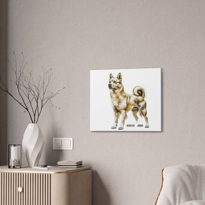 Korean Jindo Dog Illustration Canvas Wall Art | Eco - Limited