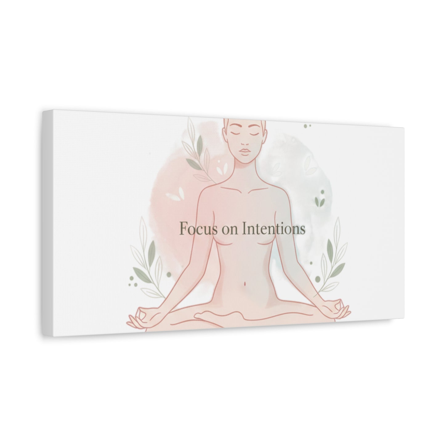 Focus on Intentions Canvas | Gentle Wellness Wall Art, Pastel Gradient Meditation Print