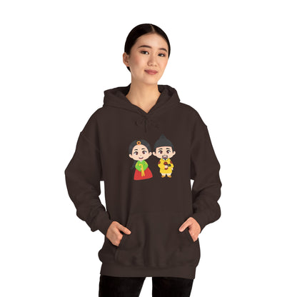 Festive Couple Cartoon Hoodie – Colorful Celebration Style