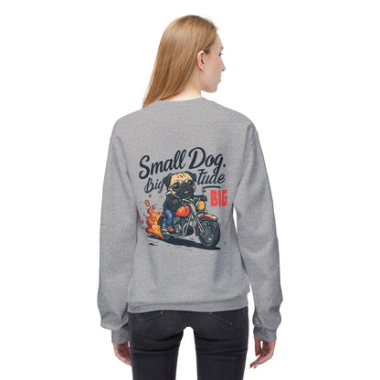 Small Dog Big Attitude Biker Pug Sweatshirt | Eco-Limited