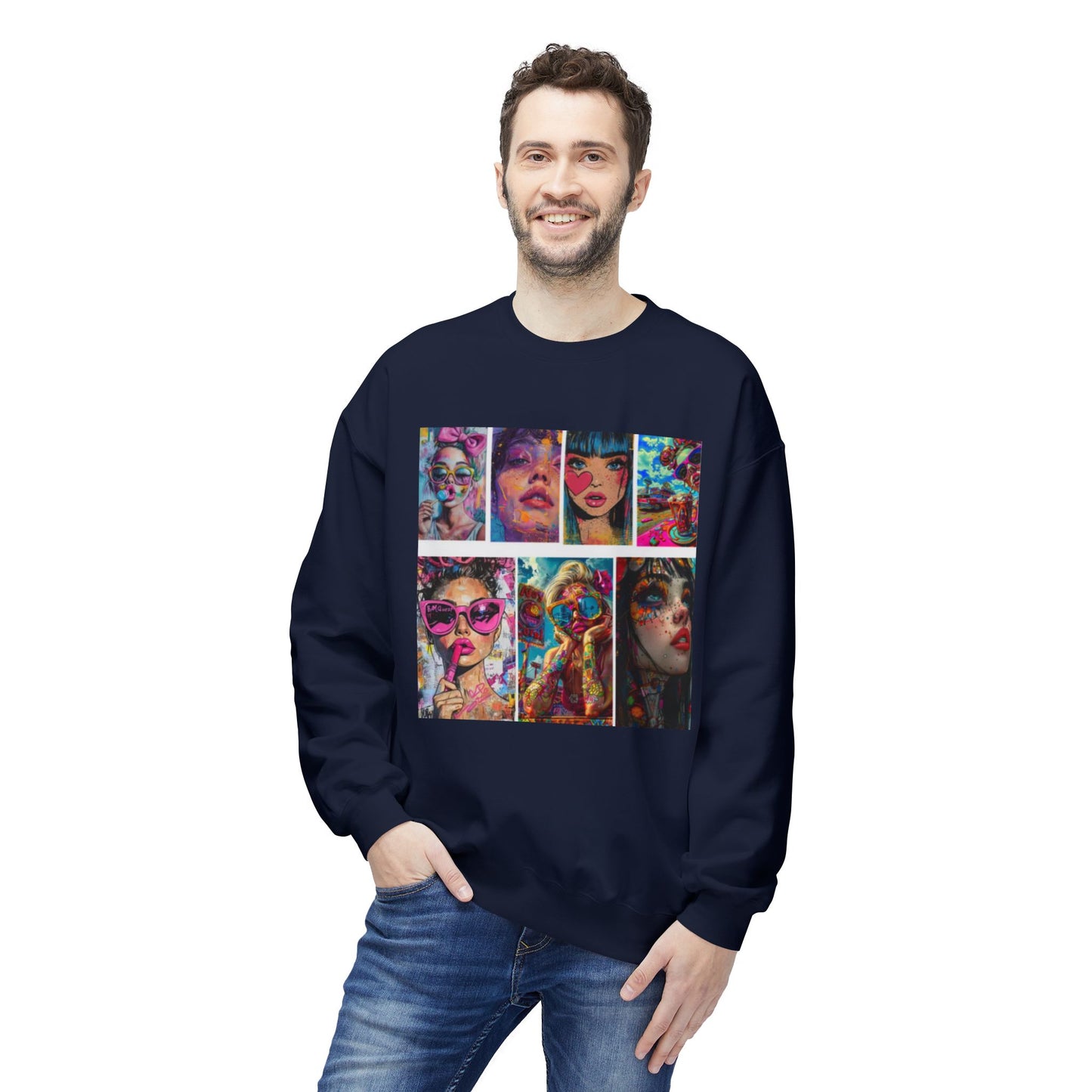 Pop Art Portrait Collage Graphic Sweatshirt
