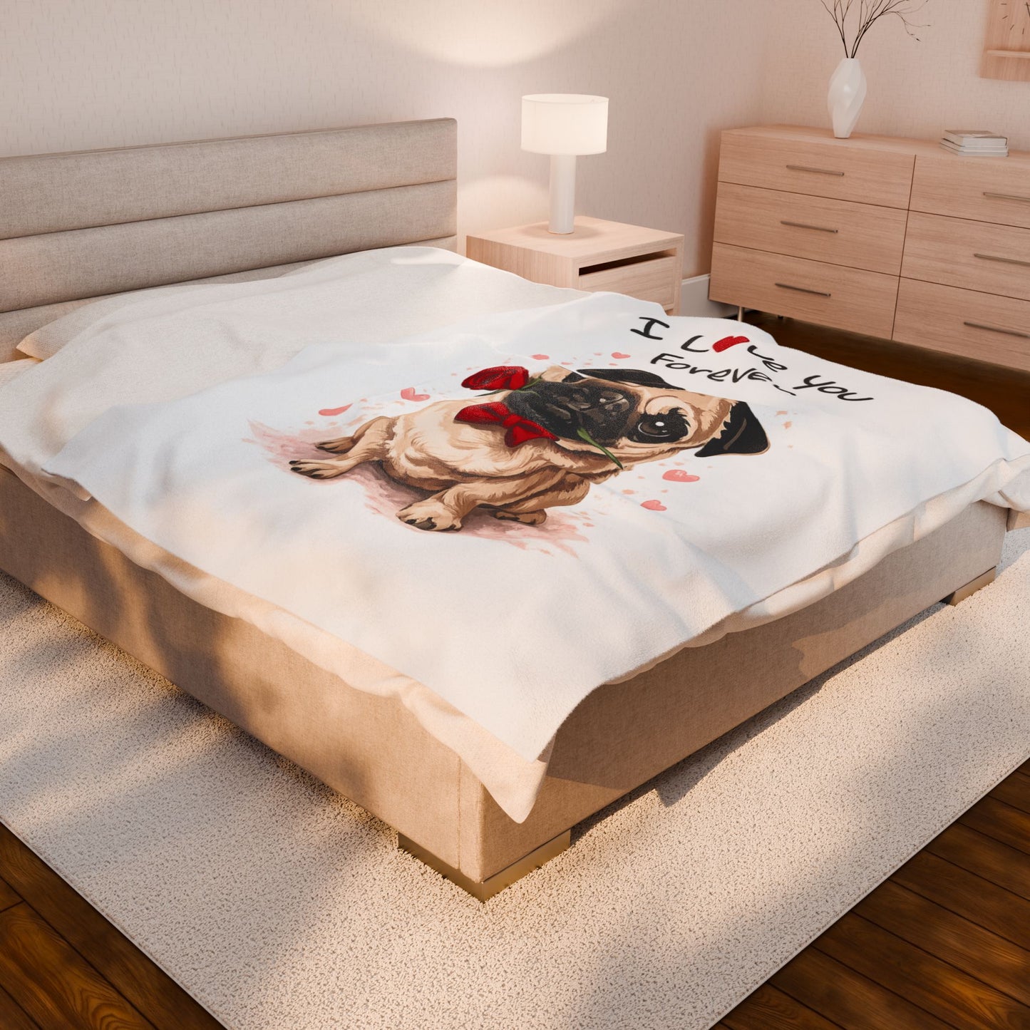 I Love You Forever Pug Blanket | Eco-Limited