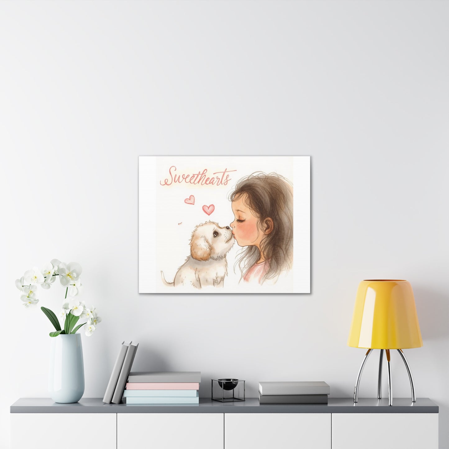 Sweethearts – Child &amp; Puppy Love Canvas | Eco-Limited