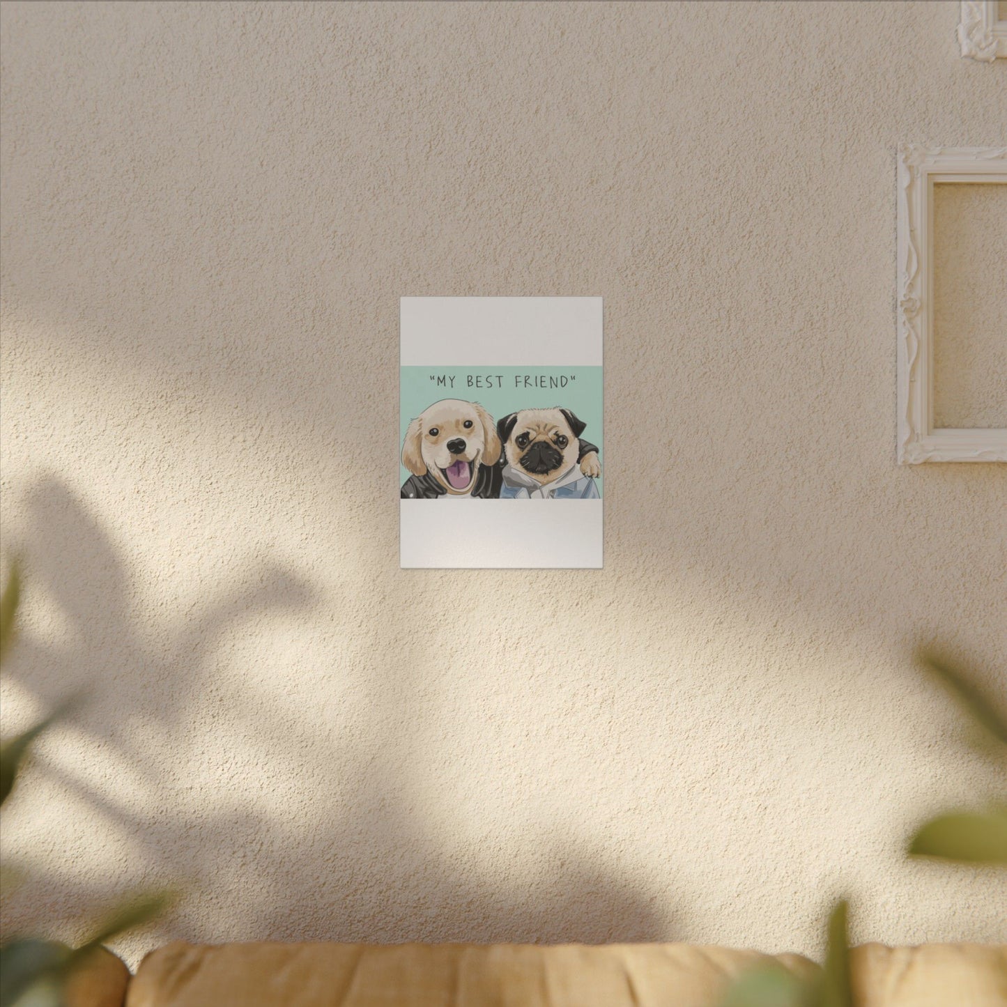 Cute Pug & Puppy Matte Stretched Print