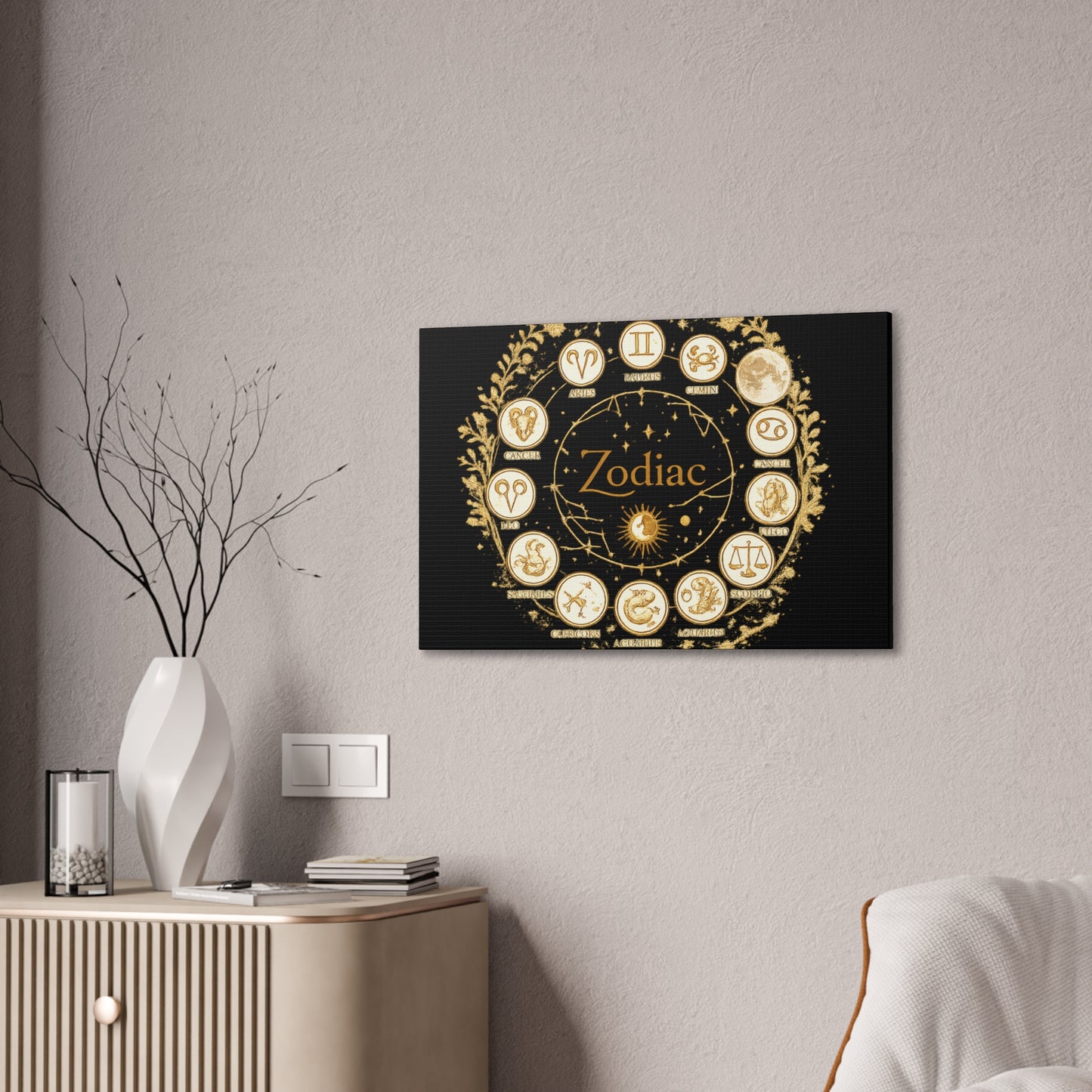 Golden Zodiac Astrology Canvas | Eco-Limited