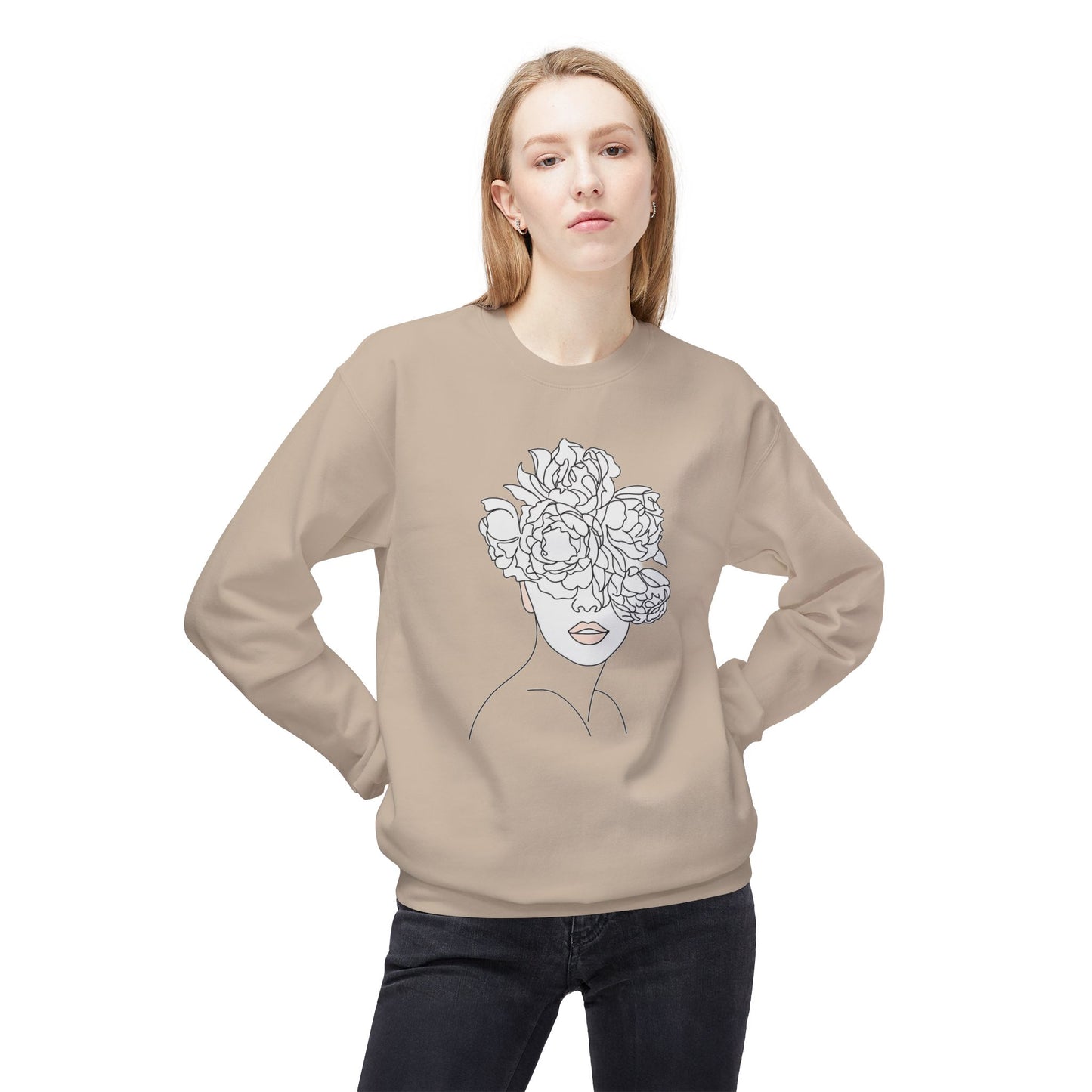 Floral Line Portrait Sweatshirt | Eco-Limited