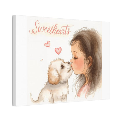Sweethearts – Child &amp; Puppy Love Canvas | Eco-Limited
