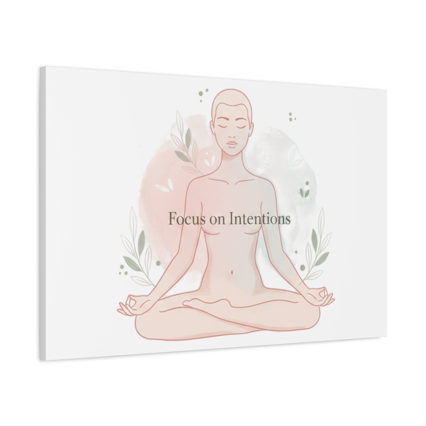 Focus on Intentions Canvas | Gentle Wellness Wall Art, Pastel Gradient Meditation Print