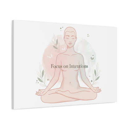Focus on Intentions Canvas | Gentle Wellness Wall Art, Pastel Gradient Meditation Print
