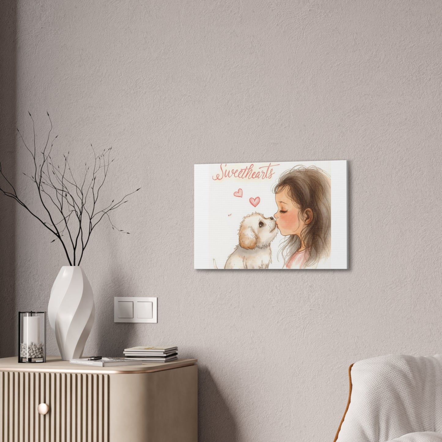 Sweethearts – Child &amp; Puppy Love Canvas | Eco-Limited