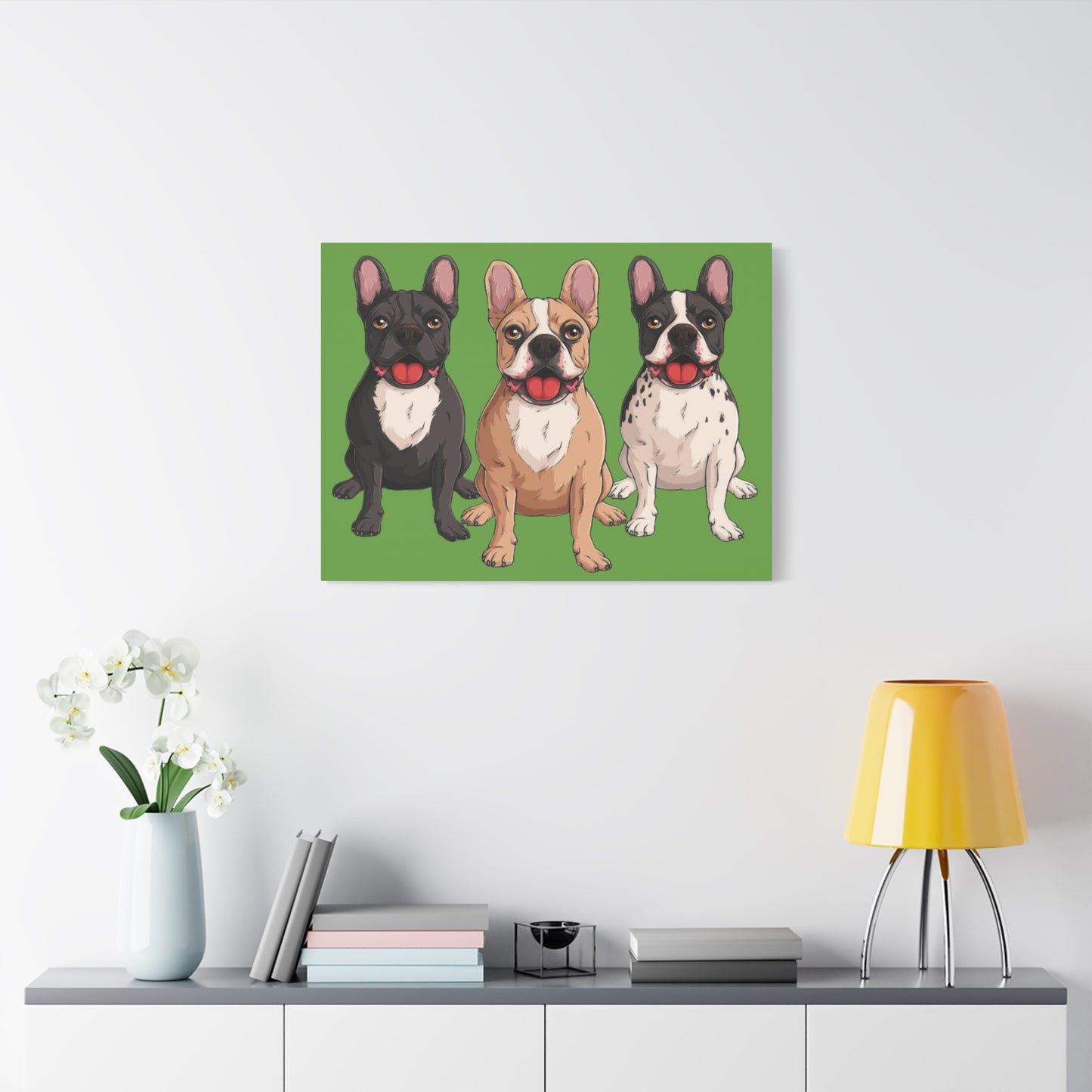French Bulldog Trio Canvas Wall Art|Eco-Friendly - Limited