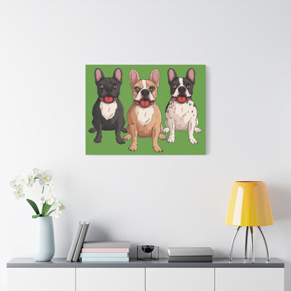 French Bulldog Trio Canvas Wall Art|Eco-Friendly - Limited