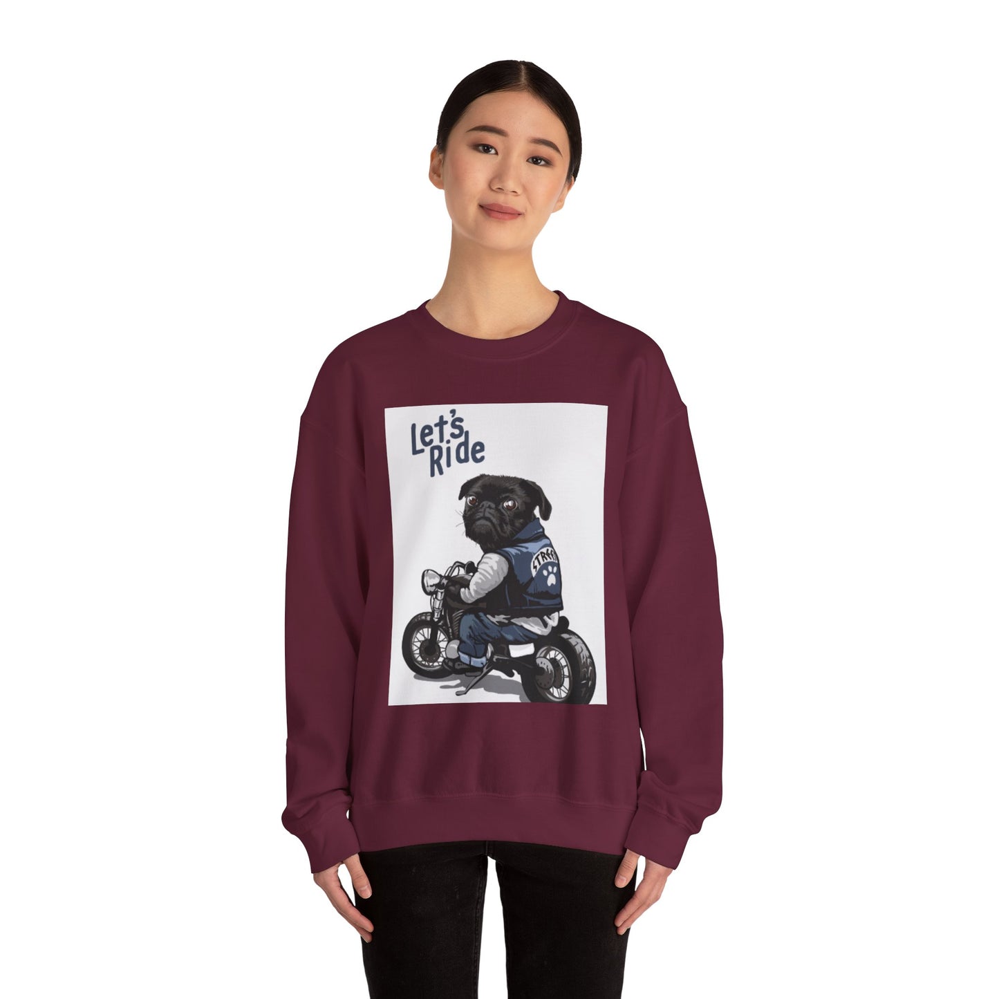 Let’s Ride Biker Pug Graphic Sweatshirt | Eco-Limited