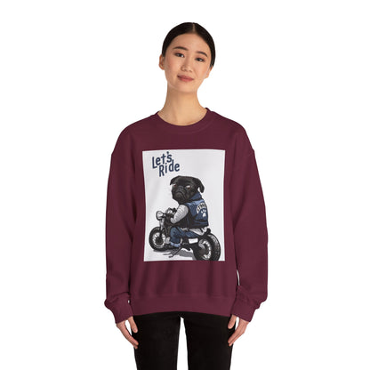 Let’s Ride Biker Pug Graphic Sweatshirt | Eco-Limited
