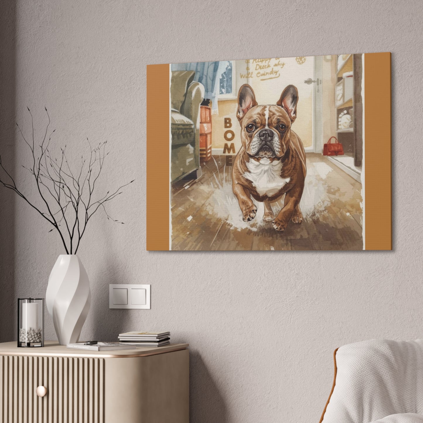 Happy Home Bulldog Canvas Art | Eco-Limited