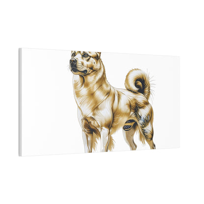 Korean Jindo Dog Illustration Canvas Wall Art | Eco - Limited