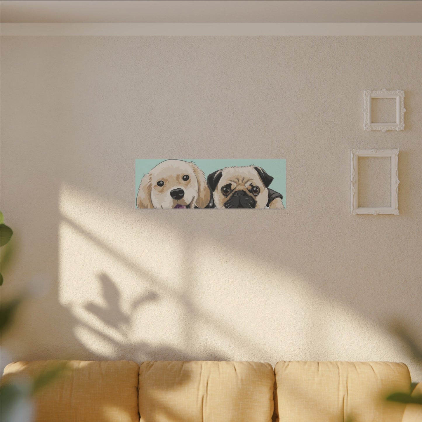 Cute Pug & Puppy Matte Stretched Print