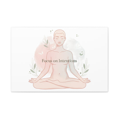 Focus on Intentions Canvas | Gentle Wellness Wall Art, Pastel Gradient Meditation Print