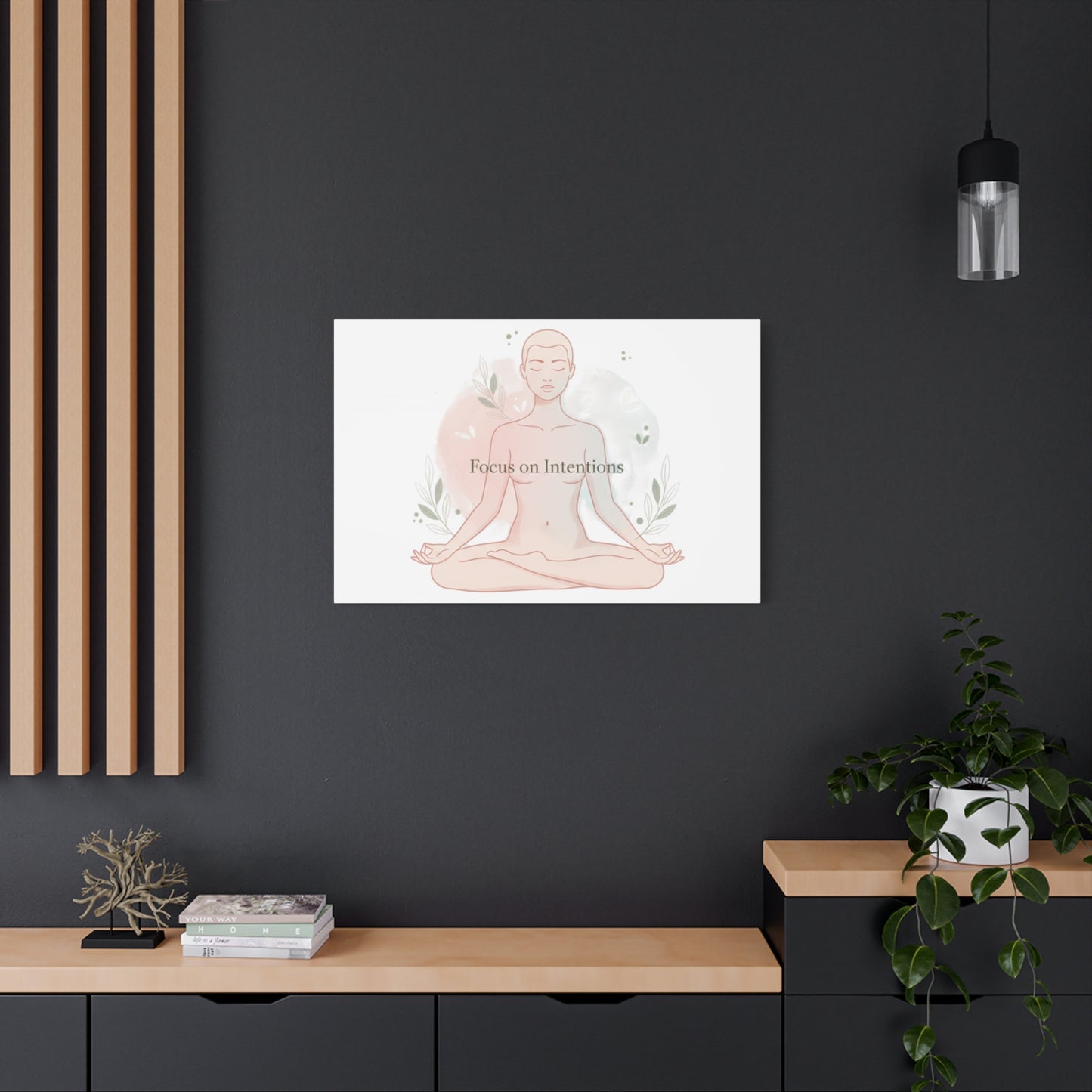 Focus on Intentions Canvas | Gentle Wellness Wall Art, Pastel Gradient Meditation Print