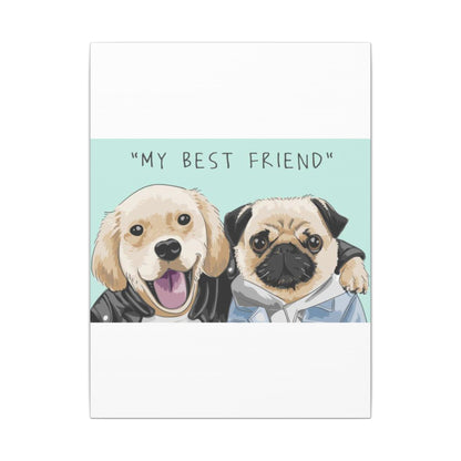 Cute Pug & Puppy Matte Stretched Print