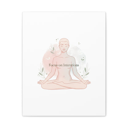 Focus on Intentions Canvas | Gentle Wellness Wall Art, Pastel Gradient Meditation Print