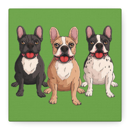French Bulldog Trio Canvas Wall Art|Eco-Friendly - Limited