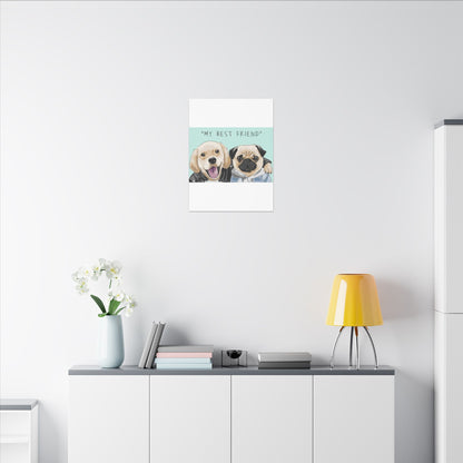Cute Pug & Puppy Matte Stretched Print