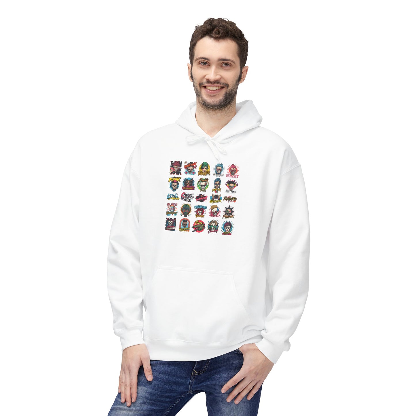 Retro Pop Culture Character Grid Hoodie|Eco-Friendly - Limited