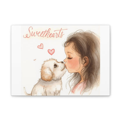 Sweethearts – Child &amp; Puppy Love Canvas | Eco-Limited