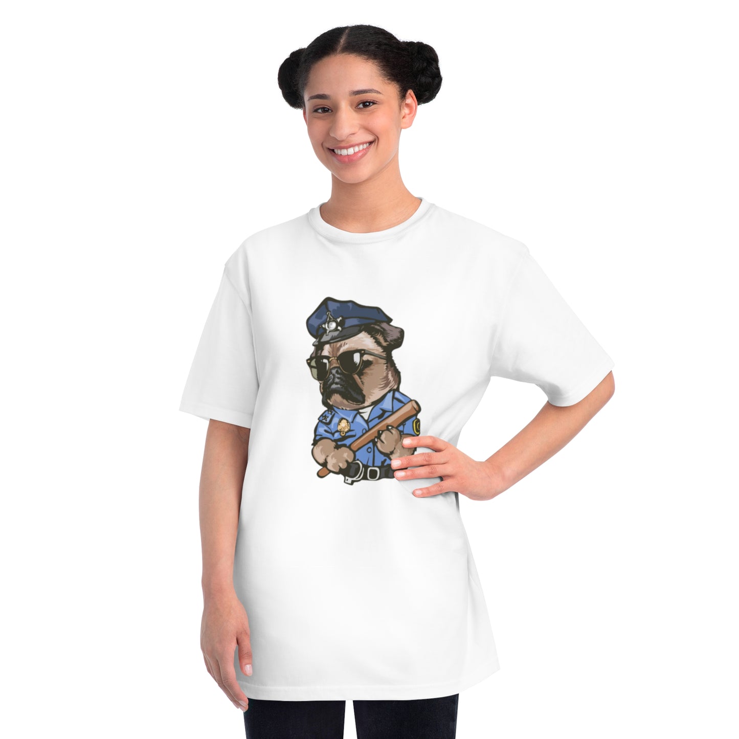 Cute Pug Cop Graphic Organic Tee