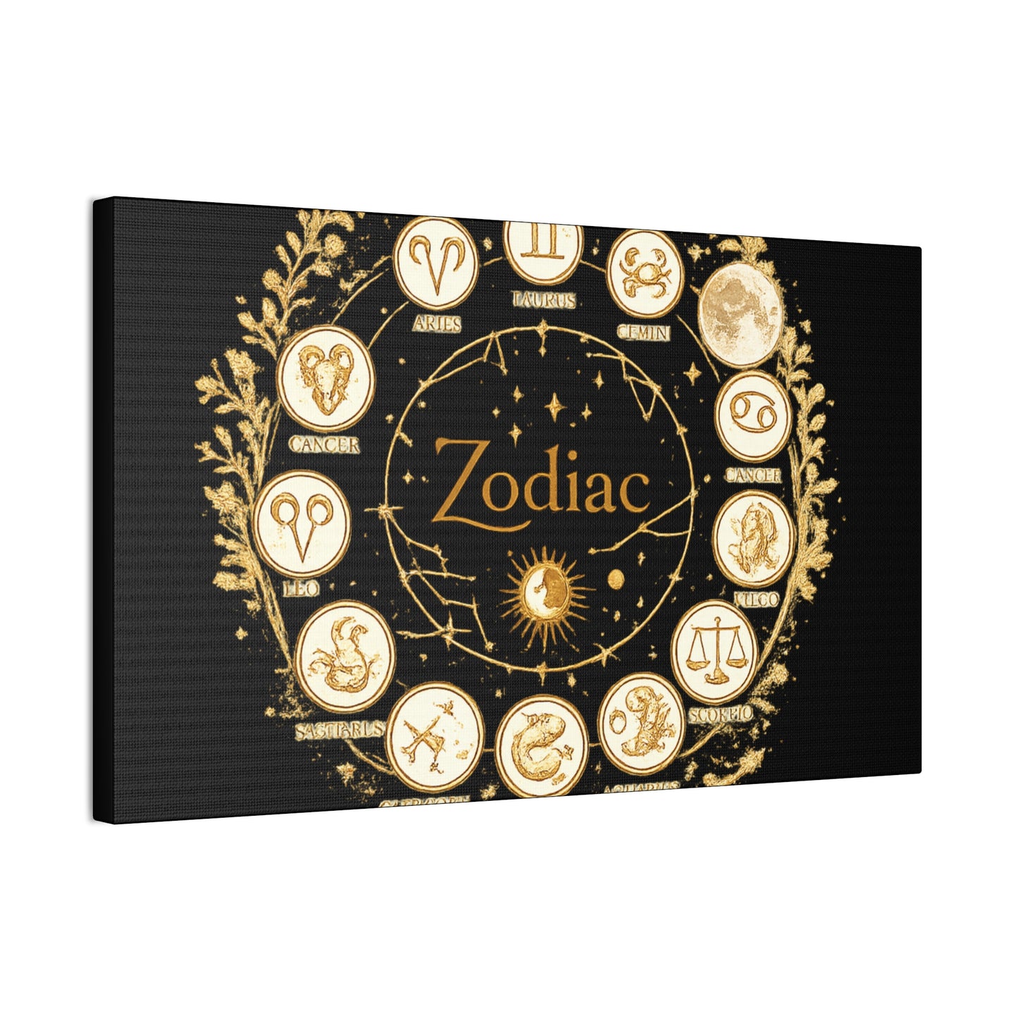 Golden Zodiac Astrology Canvas | Eco-Limited