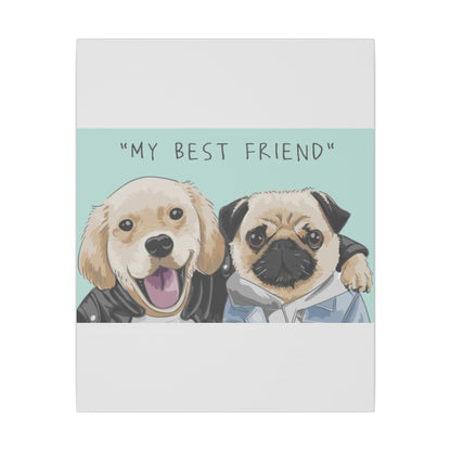Cute Pug & Puppy Matte Stretched Print