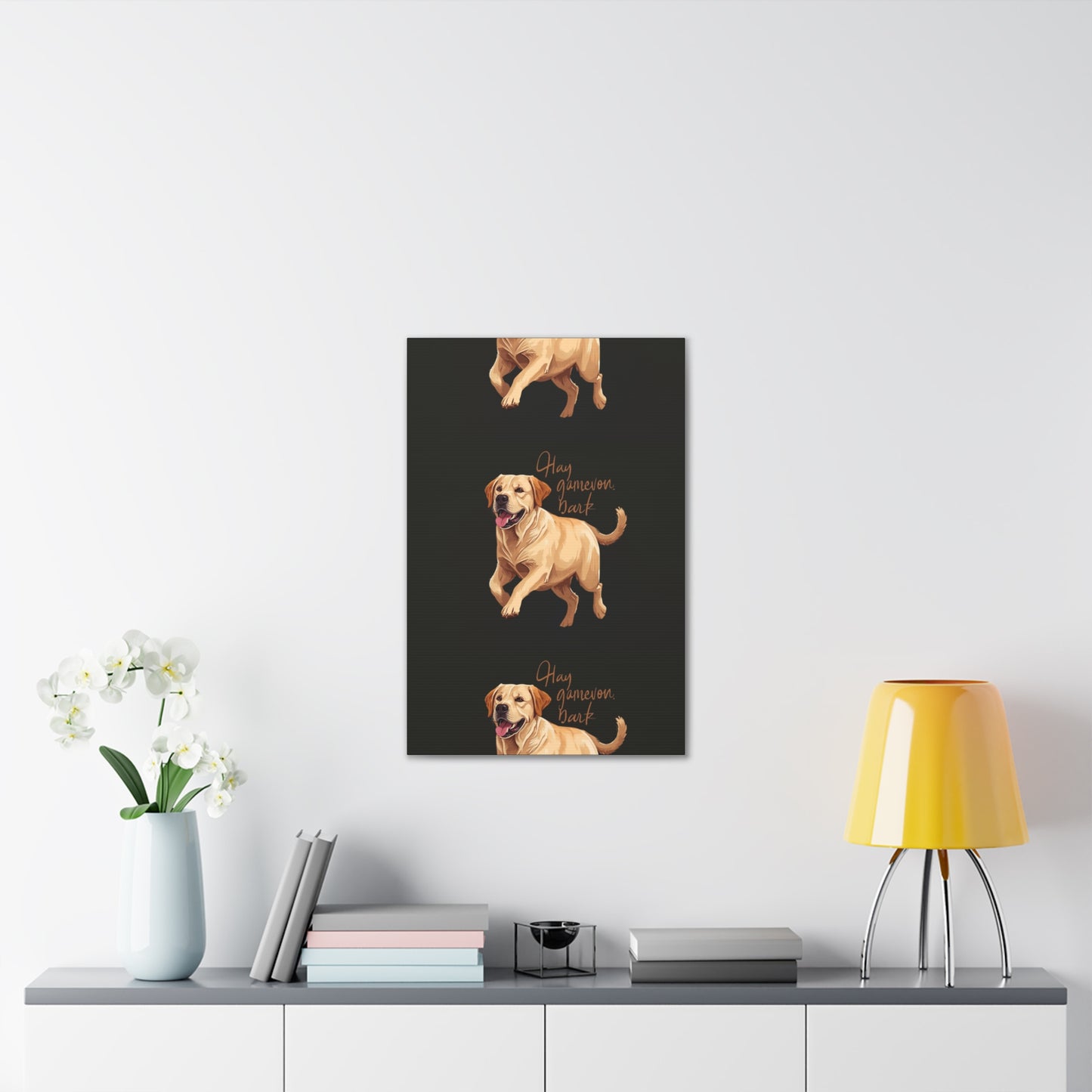 Happy Gamelon Bark Dog Canvas Wall Art | Eco-Limited