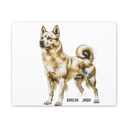Korean Jindo Dog Illustration Canvas Wall Art | Eco - Limited