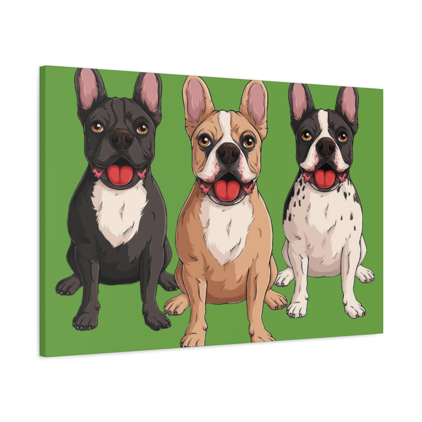 French Bulldog Trio Canvas Wall Art|Eco-Friendly - Limited